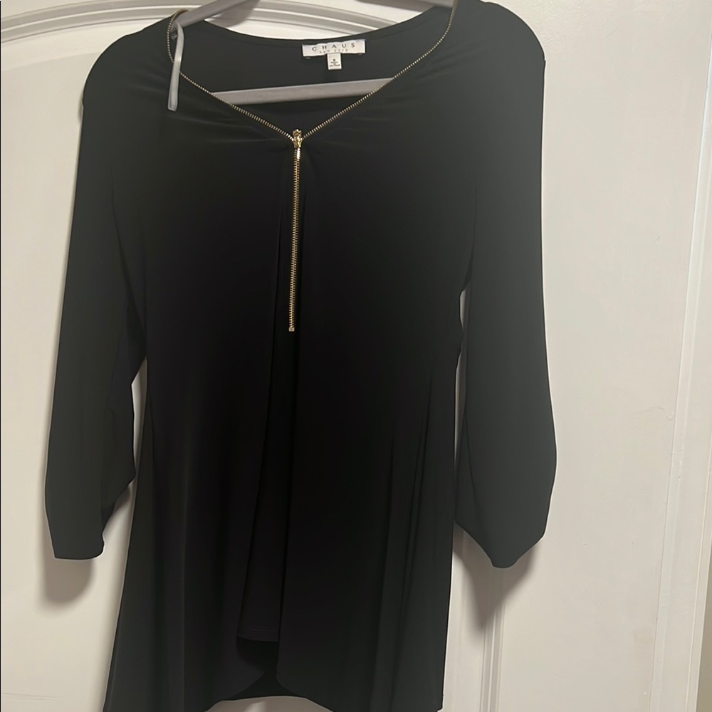 Black Zipper Detail Women's Top